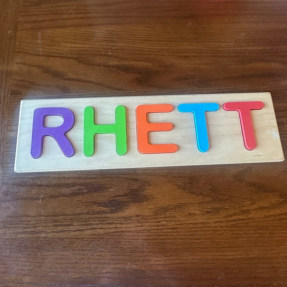 RHETT Personalized Wooden Name Puzzle Multi Color Educational Toddler Toy